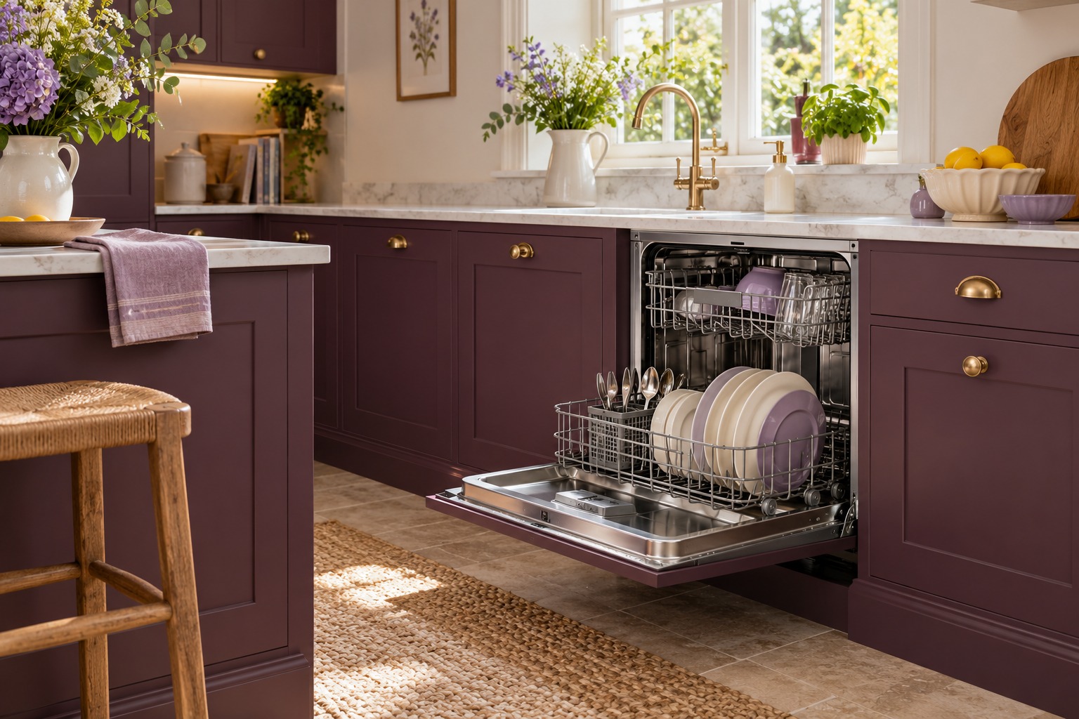 Original illustrative dishwasher appliance scene